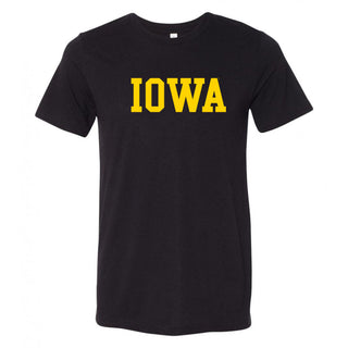 Iowa Basic Block Canvas Triblend T-Shirt - Solid Black Triblend