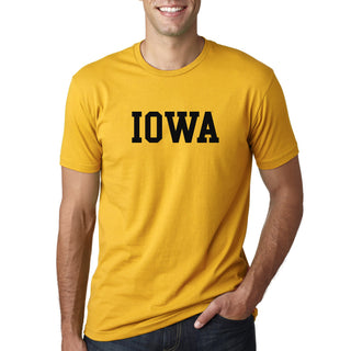 University of Iowa Hawkeyes Arch Logo Next Level Premium Cotton Short Sleeve T Shirt - Gold