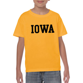 University of Iowa Hawkeyes Basic Block Youth Short Sleeve T Shirt - Gold