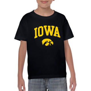 University of Iowa Arch Logo Heavy Cotton Youth Short Sleeve T-Shirt - Black