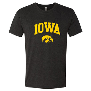 University of Iowa Hawkeyes Arch Logo Next Level Triblend Short Sleeve T Shirt- Vintage Black