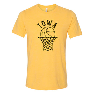 University of Iowa Hawkeyes Retro Bball Hoop Canvas Triblend T Shirt - Yellow Gold Triblend