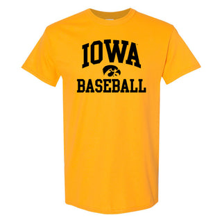 University of Iowa Hawkeyes Arch Logo Baseball Short Sleeve T Shirt - Gold