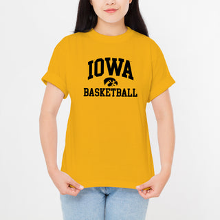 University of Iowa Hawkeyes Arch Logo Basketball Short Sleeve T Shirt - Gold