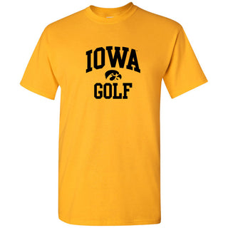 University of Iowa Hawkeyes Arch Logo Golf Short Sleeve T Shirt - Gold