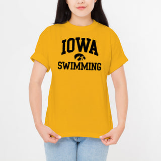 University of Iowa Hawkeyes Arch Logo Swimming Short Sleeve T Shirt - Gold