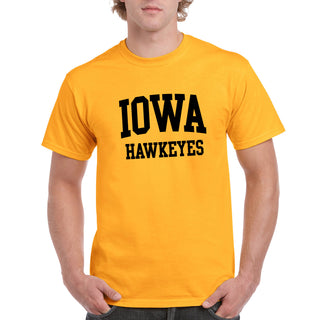 University of Iowa Hawkeyes Front Back Print Short Sleeve T Shirt - Gold