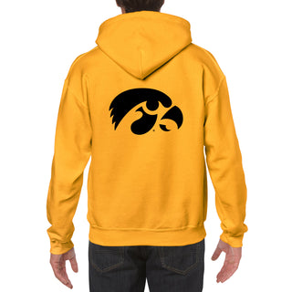 University of Iowa Hawkeyes Front Back Print Heavy Blend Hoodie - Gold