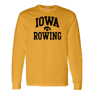 University of Iowa Hawkeyes Arch Logo Rowing Long Sleeve T Shirt- Gold