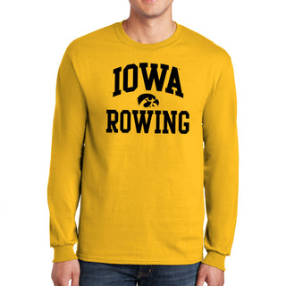 University of Iowa Hawkeyes Arch Logo Rowing Long Sleeve T Shirt- Gold