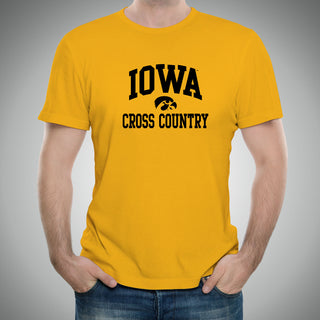 University of Iowa Hawkeyes Arch Logo Cross Country Sleeve T Shirt - Gold