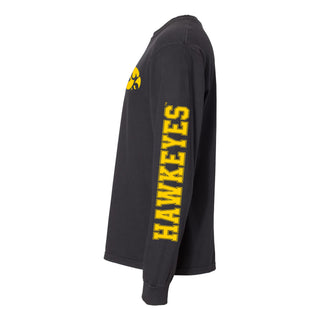 University of Iowa Hawkeyes Double Sleeve Comfort Colors Long Sleeve T Shirt - Black