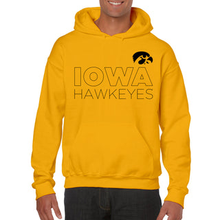 Modern Outline Iowa Hawkeyes Heavy Blend Hoodie - Gold