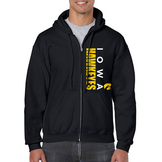 University of Iowa Hawkeyes Vertical Block Left Chest Full Zip Hoodie - Black