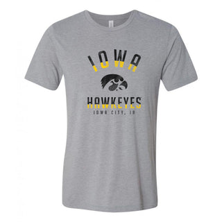 Division Arch Iowa Hawkeyes Canvas Triblend Short Sleeve T Shirt - Athletic Grey