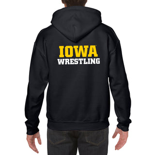 University of Iowa Hawkeyes Wrestling Herky Logo Left Chest Full Zip Hoodie - Black