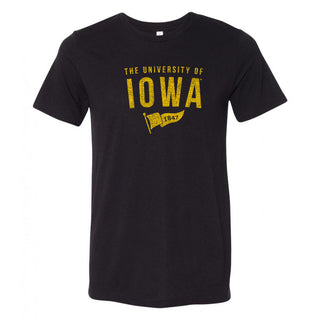 University of Iowa Hawkeyes 1847 Banner Canvas Short Sleeve Triblend T-Shirt - Solid Black