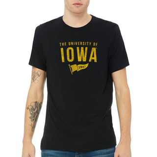 University of Iowa Hawkeyes 1847 Banner Canvas Short Sleeve Triblend T-Shirt - Solid Black