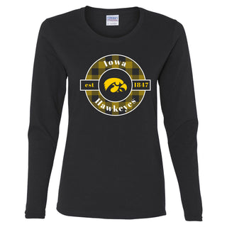 Iowa Plaid Circle Women's Long Sleeve - Black