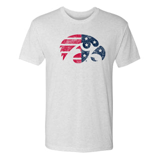 Iowa Hawkeyes Distressed Patriotic Tigerhawk Triblend T Shirt - Heather White