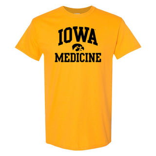 University of Iowa Hawkeyes Arch Logo Medicine Short Sleeve T Shirt - Gold