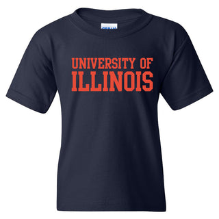 University of Illinois Fighting Illini Basic Block Cotton Youth T-Shirt - Navy