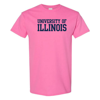 University of Illinois Fighting Illini Basic Block Cotton T-Shirt - Azalea