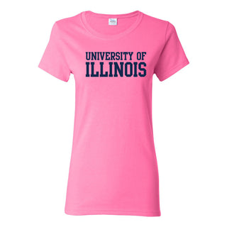 University of Illinois Fighting Illini Basic Block Women's Cotton T-Shirt - Azalea