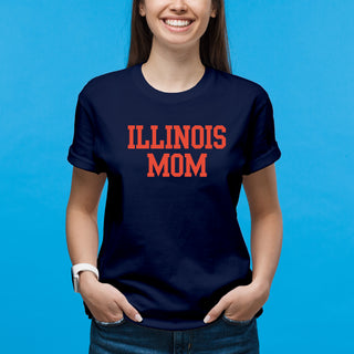 Illinois Fighting Illini Basic Block Mom T Shirt - Navy