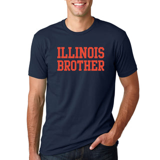 Illinois Fighting Illini Basic Block Brother Premium Cotton T Shirt - Midnight Navy