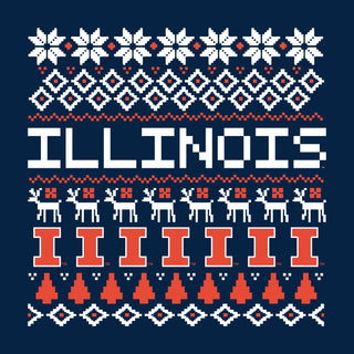 Illinois Holiday Sweater T-Shirt - Navy