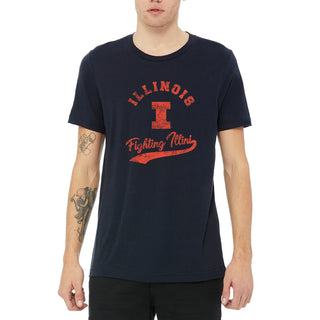 University of Illinois Fighting Illini Retro Script Canvas T-Shirt - Solid Navy