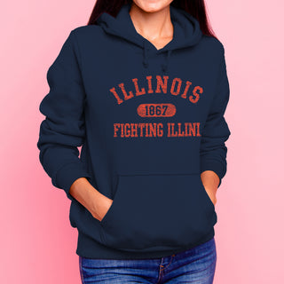 University of Illinois Fighting Illini Athletic Arch Cotton Hoodie - Navy