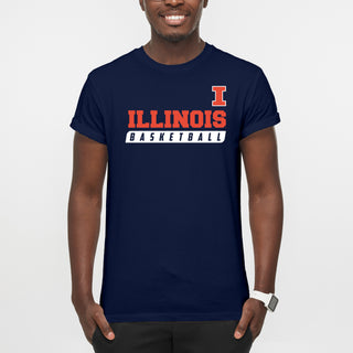 Illinois Fighting Illini Basketball Slant Cotton T-Shirt - Navy