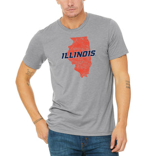 University of Illinois Fighting Illini IL Silhouette Log Canvas T-Shirt - Athletic Grey