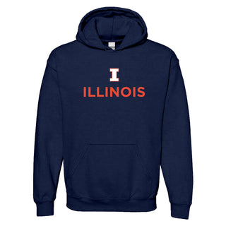 University of Illinois Fighting Illini Institutional Logo Cotton Hoodie - Navy