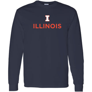 University of Illinois Fighting Illini Institutional Logo Cotton Long Sleeve T-Shirt - Navy