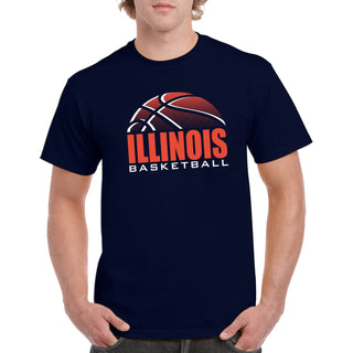 Illinois Fighting Illini Basketball Shadow Cotton T-Shirt - Navy