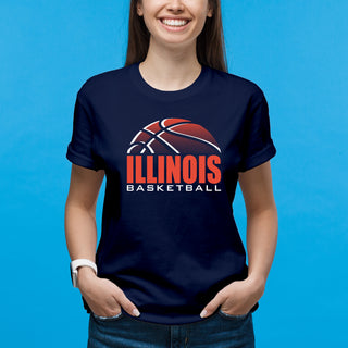 Illinois Fighting Illini Basketball Shadow Cotton T-Shirt - Navy