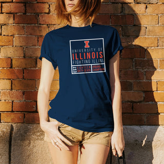 University of Illinois Fighting Illini Box Label Cotton T-Shirt - Navy