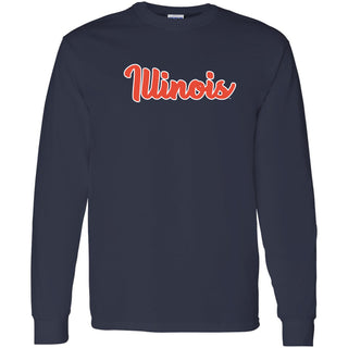 University of Illinois Fighting Illini Basic Script Cotton Long Sleeve T-Shirt - Navy