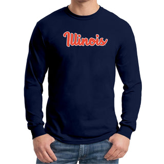 University of Illinois Fighting Illini Basic Script Cotton Long Sleeve T-Shirt - Navy