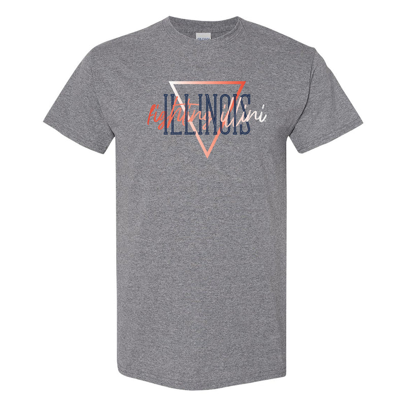 University of Illinois Fighting Illini Gradient Triangle Cotton T-Shirt - Graphite Heather