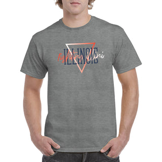 University of Illinois Fighting Illini Gradient Triangle Cotton T-Shirt - Graphite Heather