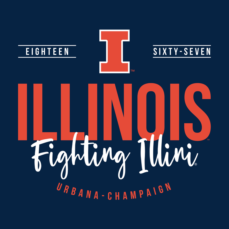 University of Illinois Fighting Illini Harbor Script Canvas Short Sleeve Triblend T-Shirt - Solid Navy