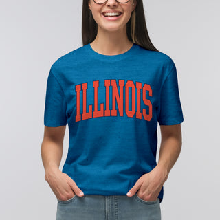 University of Illinois Fighting Illini Mega Arch T-Shirt - Heather Sapphire