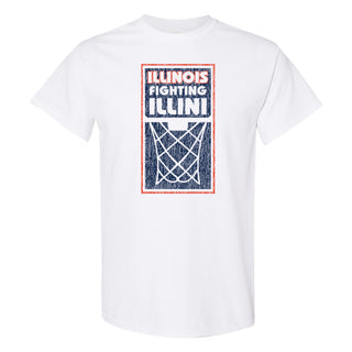 Illinois Fighting Illini Basketball Net Block T Shirt - White