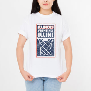 Illinois Fighting Illini Basketball Net Block T Shirt - White