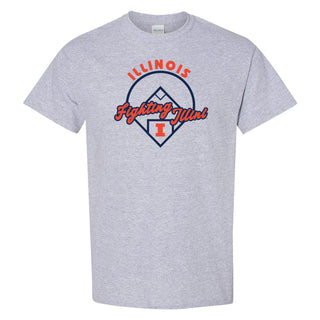 Illinois Fighting Illini Baseball Field T Shirt - Sport Grey