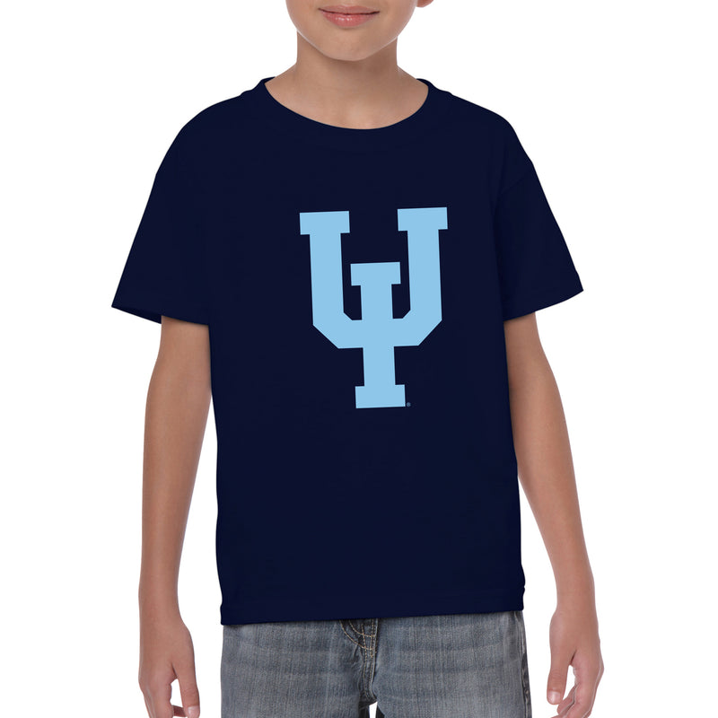 Upper Iowa University Peacocks Basic Cotton Youth Short Sleeve T Shirt - Navy